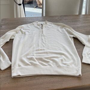 Peter Millar Cream Zip-Up Sweater cotton, silk and cashmere